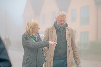 Natural England Chief Executive Marian Spain speaking with Northstone Development Director Jon England at the Airie development, off St Helen’s Road, Bolton